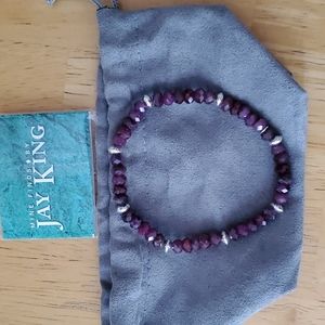 NIB.  Mine finds by Jay King Silver & Ruby stretch bracelet